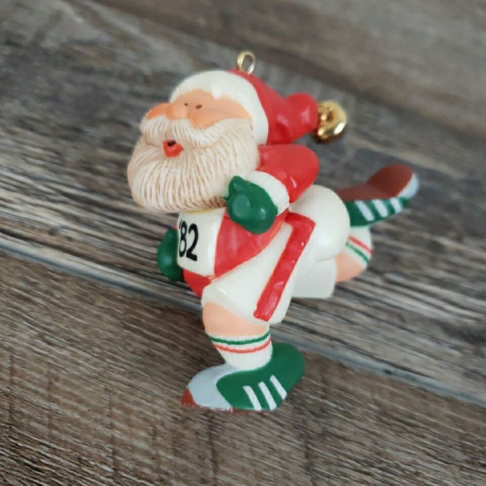Hallmark Jogging Santa Claus Christmas Ornament Running Marathon Runner 1982